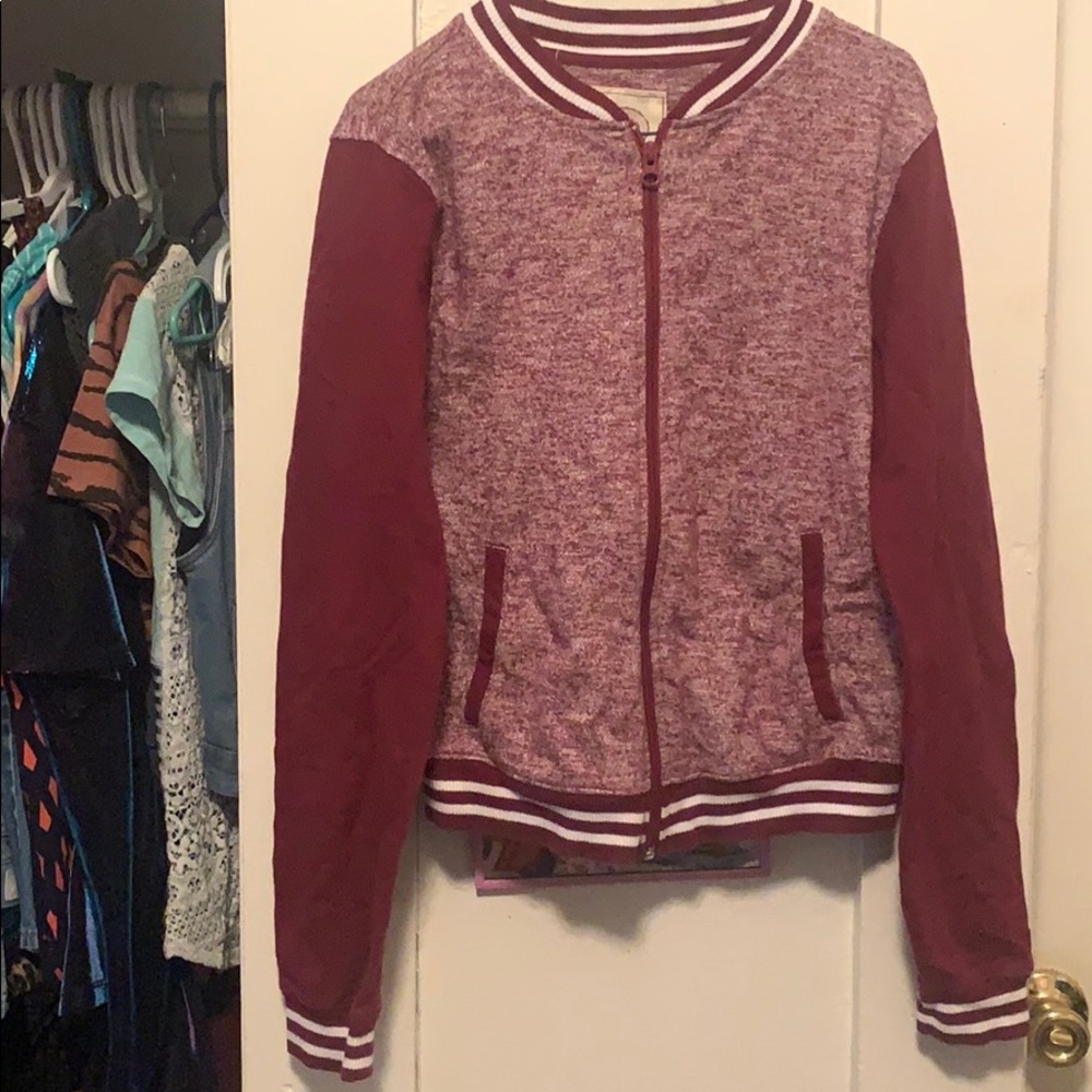 maroon full zip jacket